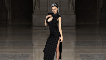 Картинка 3д+графика люди+ people девушка фон взгляд платье