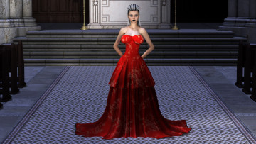 Картинка 3д+графика люди+ people девушка фон взгляд платье