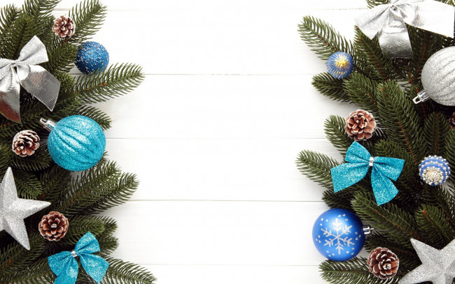 Обои картинки фото праздничные, украшения, банты, шарики, шишки