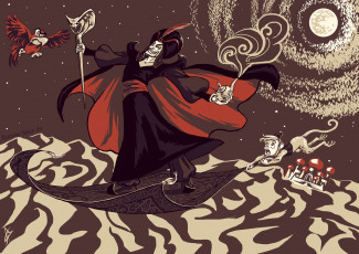 Картинка рисованное кино +мультфильмы джафар ковер посох обезьяна попугай