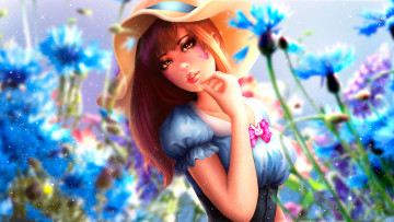 Картинка видео+игры overwatch девушка фон взгляд тату шляпа