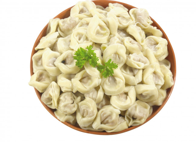 Обои картинки фото еда, пельмени,  манты,  вареники, миска, петрушка