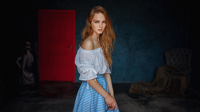 Обои картинки фото девушки, - рыжеволосые и разноцветные, георгий, чернядьев, женщины, модель, в, помещении, стоят, взгляд, на, зрителя, мария, кудрявцева