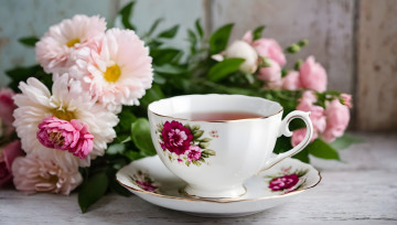 Картинка еда напитки +чай цветы чай чашка блюдце