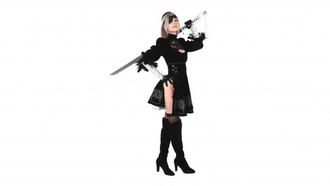 Обои картинки фото девушки, юлия романова , eva elfie, automata, nier, юлия, романова, eva, elfie