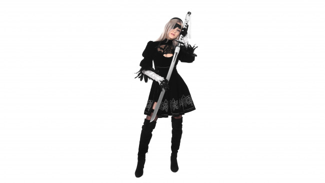 Обои картинки фото девушки, юлия романова , eva elfie, automata, nier, юлия, романова, eva, elfie