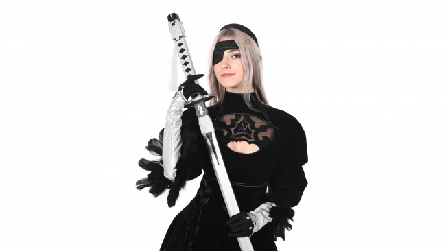 Обои картинки фото девушки, юлия романова , eva elfie, automata, nier, юлия, романова, eva, elfie