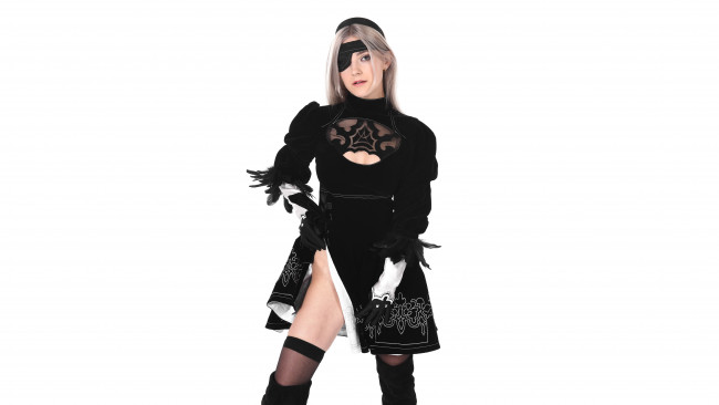 Обои картинки фото девушки, юлия романова , eva elfie, automata, nier, юлия, романова, eva, elfie