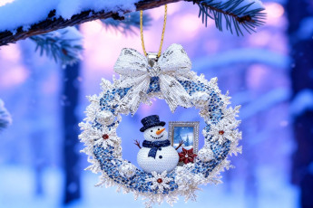 обоя праздничные, снеговики, новогодняя