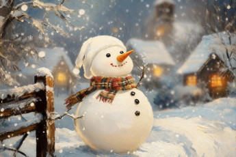 обоя праздничные, снеговики, новогодняя