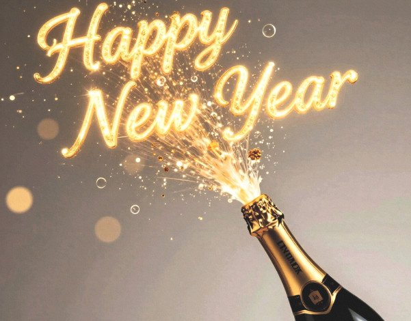 Обои картинки фото праздничные, - разное , новый год, поздравление, бутылка, шампанское, искры