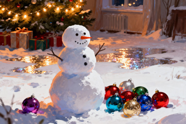 Обои картинки фото праздничные, снеговики, новогодняя