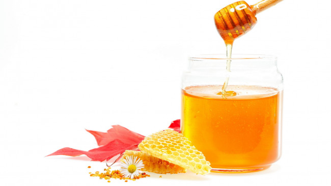 Обои картинки фото еда, мёд, варенье, повидло, джем, соты, ромашка