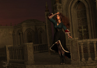 Картинка 3д графика people люди меч девушка дракон