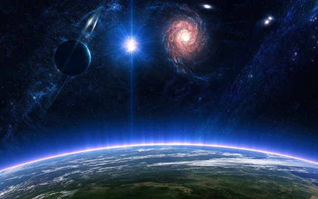 Обои картинки фото космос, арт, планета, поверхность, галактики