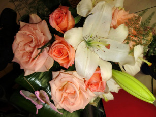 Картинка цветы букеты +композиции букет розы лилии