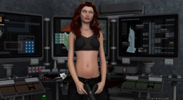 Картинка 3д+графика fantasy+ фантазия девушка оружие