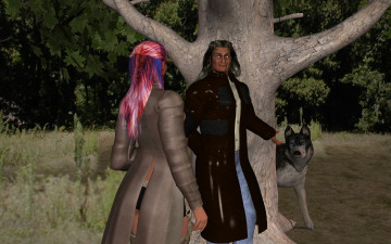 Картинка 3д+графика people+ люди женщина мужчина дерево собака