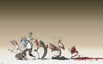 Картинка рисованные минимализм лиса заець