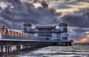Картинка weston-super-mare+pier города -+здания +дома море тучи пирс вокзал