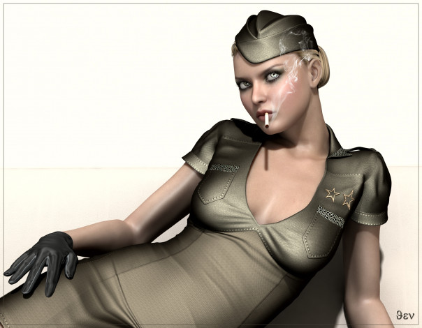 Обои картинки фото 3д графика, people , люди, сигарета, девушка