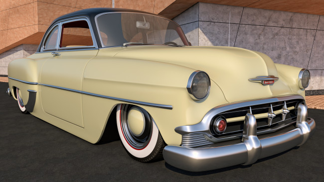 Обои картинки фото автомобили, 3д, 1953, chevrolet, club, coupe