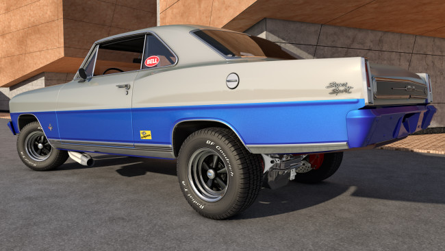 Обои картинки фото автомобили, 3д, 1966, chevy, nova, ss