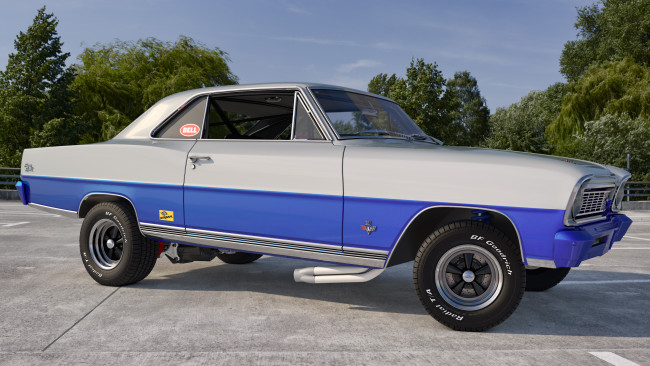 Обои картинки фото автомобили, 3д, 1966, chevy, nova, ss