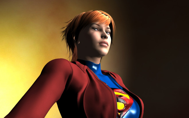 Обои картинки фото 3д графика, people , люди, девушка, супермен