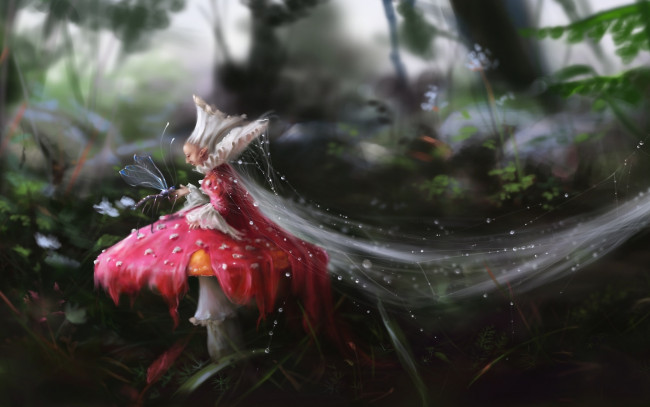 Обои картинки фото фэнтези, феи, мухомор