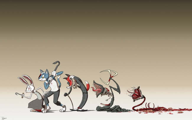 Обои картинки фото рисованные, минимализм, лиса, заець