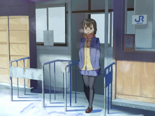 Картинка аниме город +улицы +здания фон взгляд девушка