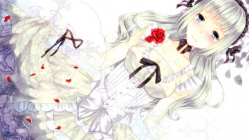 Картинка аниме umineko+no+naku+koro+ni фон взгляд девушка