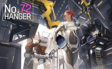 Картинка аниме оружие +техника +технологии фон взгляд девушка