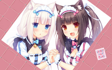 Картинка аниме nekopara девушки фон взгляд