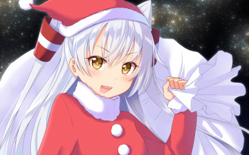 Картинка аниме зима +новый+год +рождество фон взгляд девушка