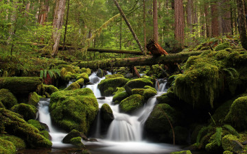 Картинка природа водопады камни поток