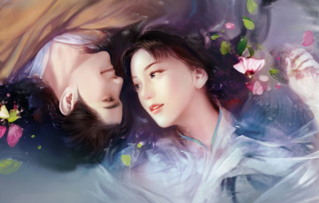 Картинка рисованное люди девушка взгляд фон парень