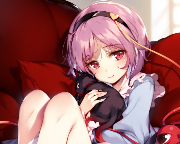 Обои картинки фото аниме, touhou, фон, взгляд, девушка