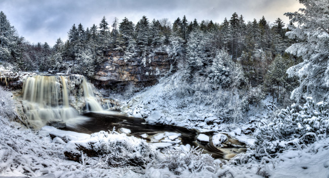 Обои картинки фото природа, водопады, лес, водопад, река