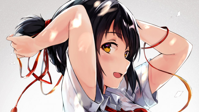 Обои картинки фото аниме, kimi no na wa, miyamizu, mitsuha