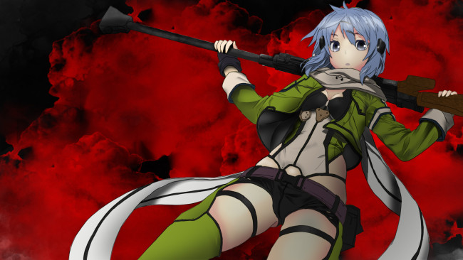 Обои картинки фото аниме, sword art online, фон, взгляд, девушки