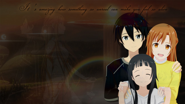 Обои картинки фото аниме, sword art online, фон, взгляд, девушка