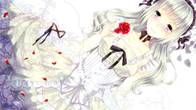 Обои картинки фото аниме, umineko no naku koro ni, фон, взгляд, девушка