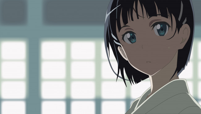 Обои картинки фото аниме, sword art online, девушка, взгляд, фон