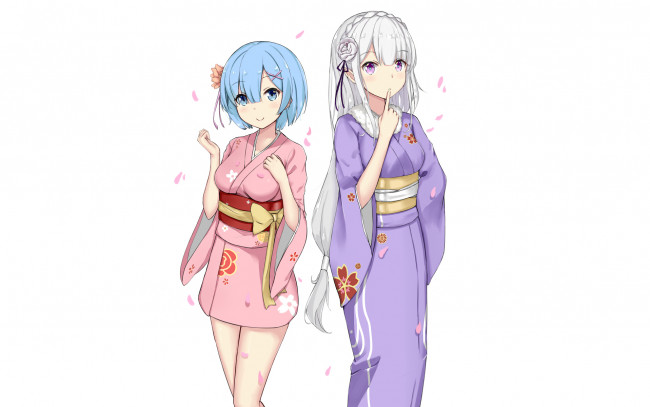 Обои картинки фото аниме, re,  zero kara hajimeru isekai seikatsu, девушки, фон, взгляд