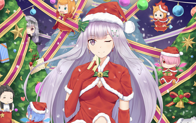 Обои картинки фото аниме, re,  zero kara hajimeru isekai seikatsu, девушка, взгляд, фон