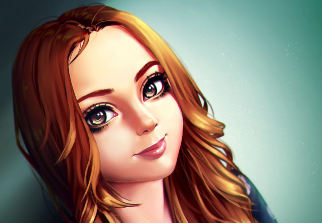 Обои картинки фото рисованное, люди, красота, взгляд, лицо, глаза, волосы, art, девушка, portrait