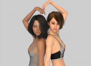 Картинка 3д+графика люди+ people девушки взгляд фон