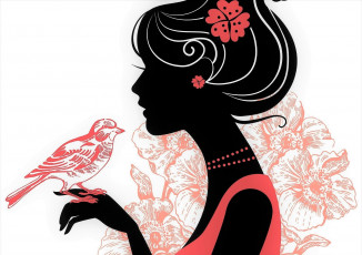 Картинка векторная+графика девушки+ girls взгляд фон девушка